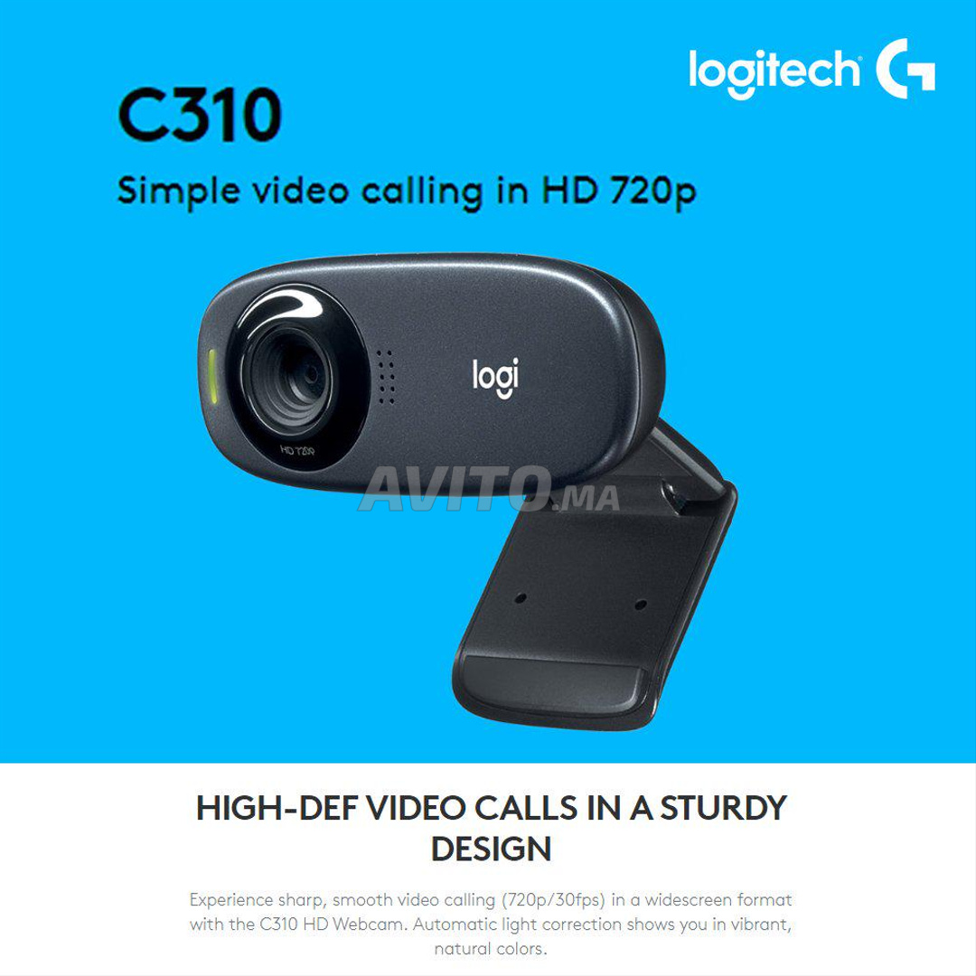 Webcam Logitech C310 HD, Vidéo 720p avec micro antiparasite