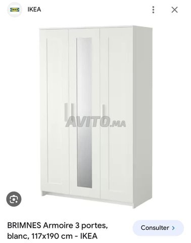 BRIMNES Armoire 3 portes, blanc, 117x190 cm - IKEA