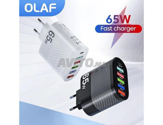 Chargeur mural 65W Adaptateur 5ports USB PD QC 3.0