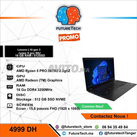 Lenovo L15 gen 3 Ryzen 5 pro 5th/16 GB RAM/512 SSD