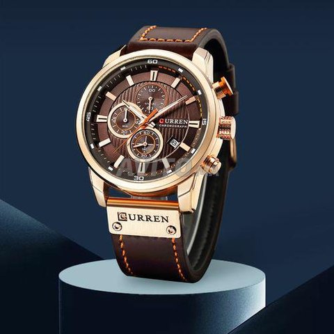 Curren montre de sport analogique en cuir 
