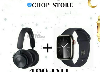 ساعة إلكترونية وسماعات رأس 