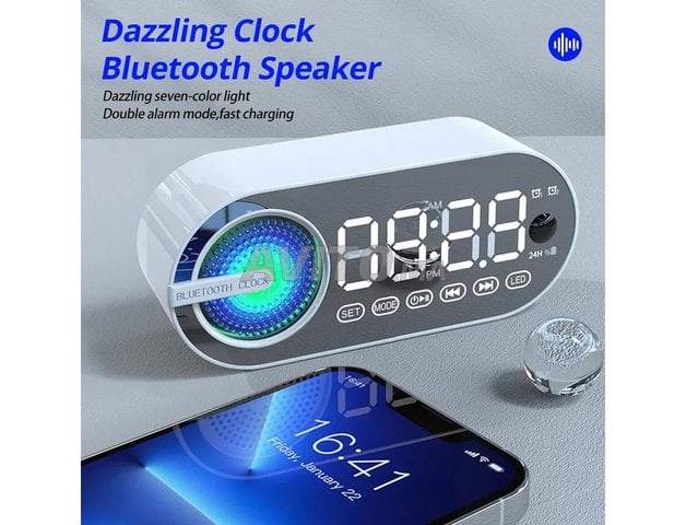 Horloge Sans Fil Haut Parleur Bluethoot Radio FM 
