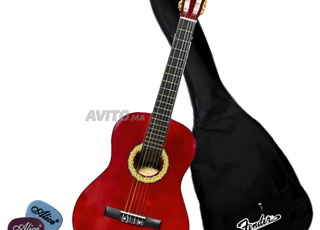 Guitare Santari classique rouge/Housse/2 picks