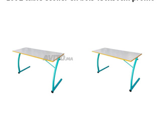 Lot 2 tables écolier en bois 130x50cm promo