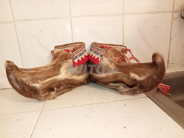 vintage Saami Laponie Chaussures Renne Fourrure
