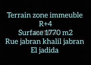 Terrain 1770 m2 Zone immeuble R 4 a jabran khalil 