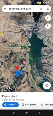 Terrain touristique à vendre au bord du barrage Lalla Takerkoust