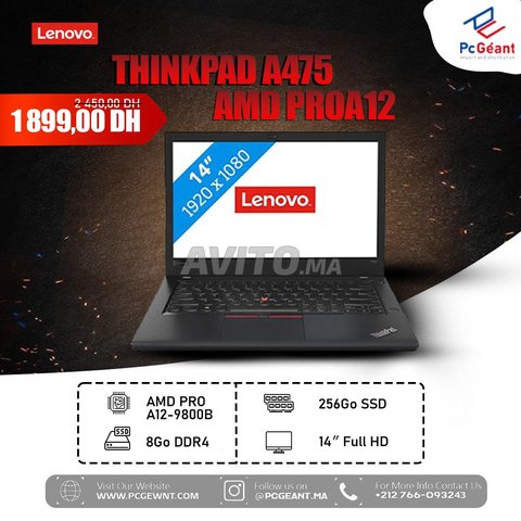 ThinkPad  AMD Pro A12 I 8Go I 256Go SSD 14″ FHD