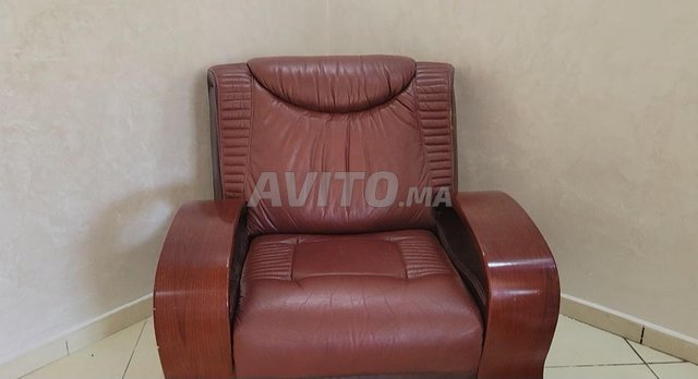 salon de fauteuil en vrai cuir a vendre