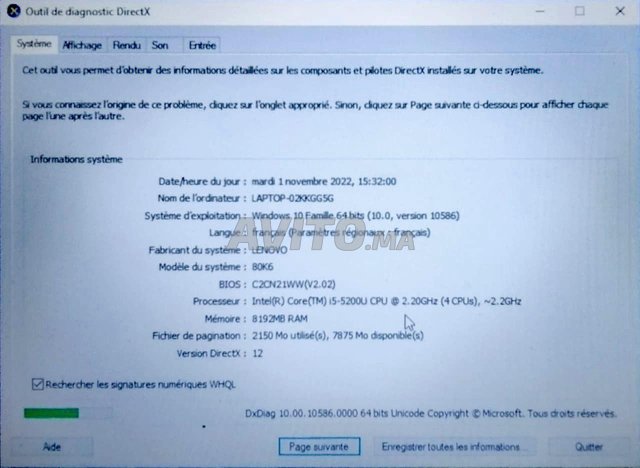 ordinateur Lenovo 15 pouces i5