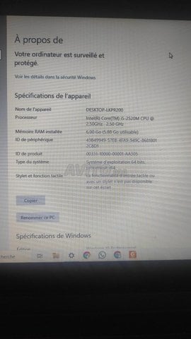 Pc Dell i5 2eme génération 256 SSD 2.50 GHz 6g Ram