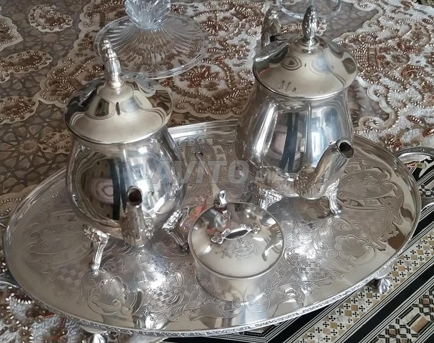 Service à thé et café argenté  طاقم شاي مفضض