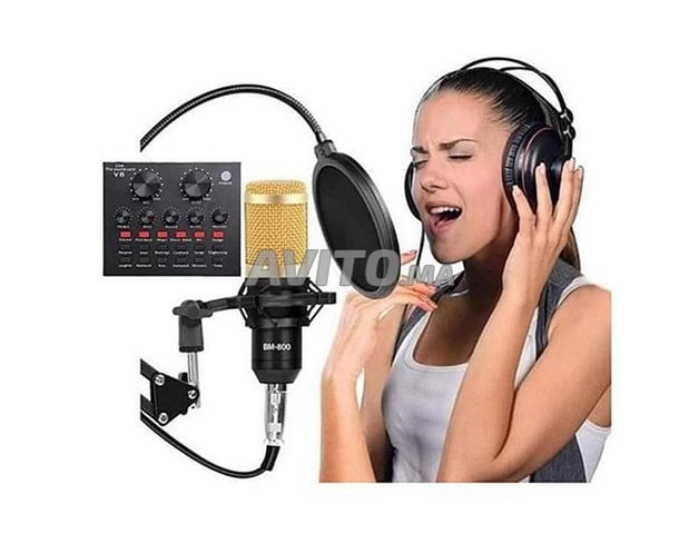 Pro BM800 Microphone avec support et carte son v8