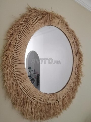 miroir artisanal en rafia 