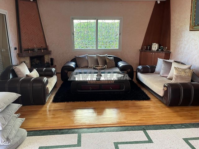 Salon en cuir Avec 2 grand canapé,1 petit, 1Table 