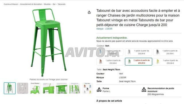 Tabouret de bar Tolix vert