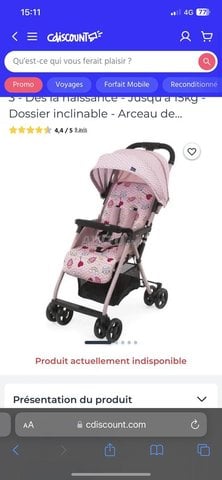 Poussette Chicco pour fille légère 