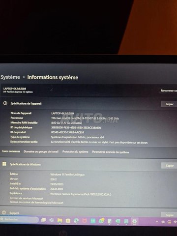 Hp pavilion i5 11th generation 8Go 237