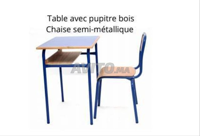 table avec pupitre bois chaise semi métallique