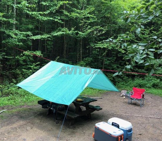 Abri Tente Camping Demi Tente Toile Ombrage Poteau