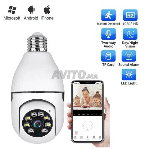 Caméra IP WiFi Panoramique 360° Ampoule 1080P