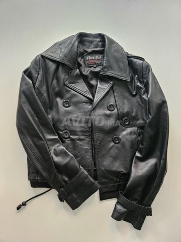 VESTE FEMME CUIR VÉRITABLE NOIR - Taille 38-40