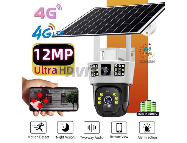 Caméra Solaire Carte SIM 4G 3 lentilles