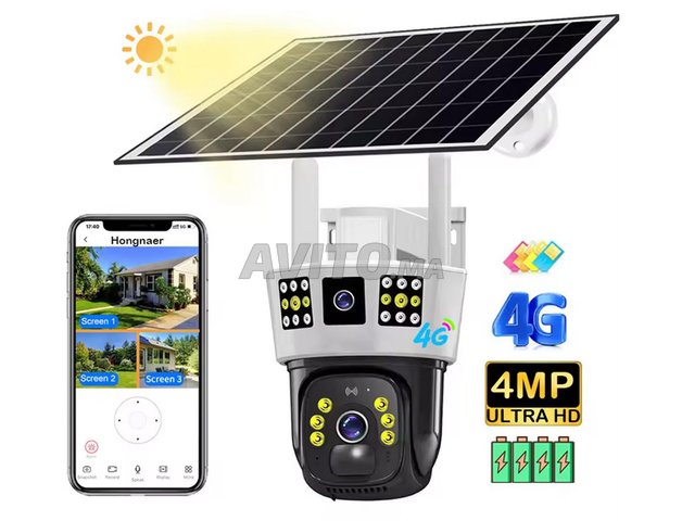 Caméra Solaire 4G avec carte SIM 3 écrans 