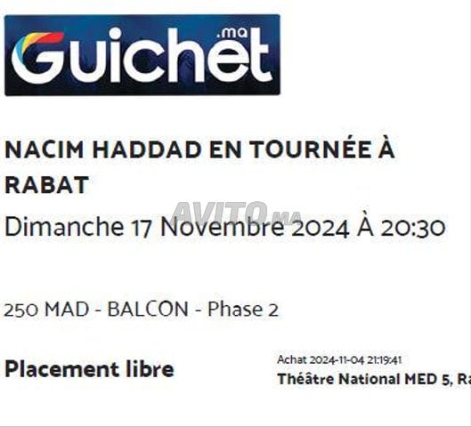 Ticket de concert Nacim haddad a Rabat
