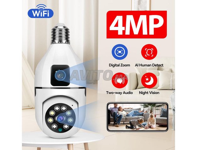 Ampoule Caméra WiFi à double Objectif 