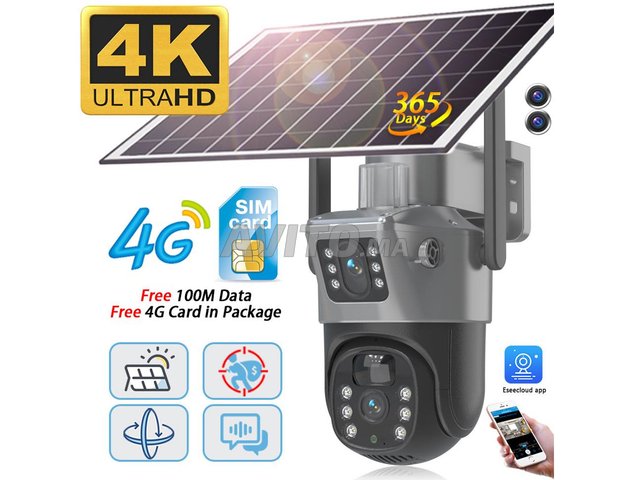 Caméra Solaire 4G à double Lens Carte SIM