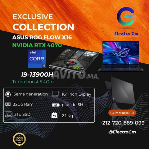 Asus ROG FLOW X16 i9 13eme RTX 4070 4K Tactile 360
