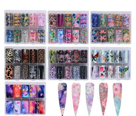 علبة ستيكر للاضافر مكونة من 10 رولات 