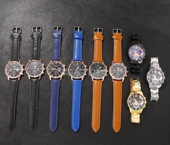 Montre en cuir et acier inoxydable homme 