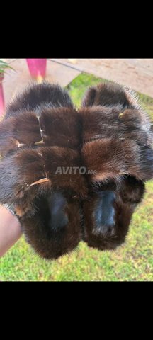 slippers en fourrure naturelle de vison