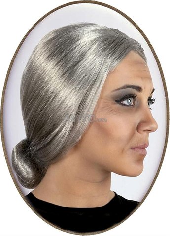Perruque dame âgée gris   