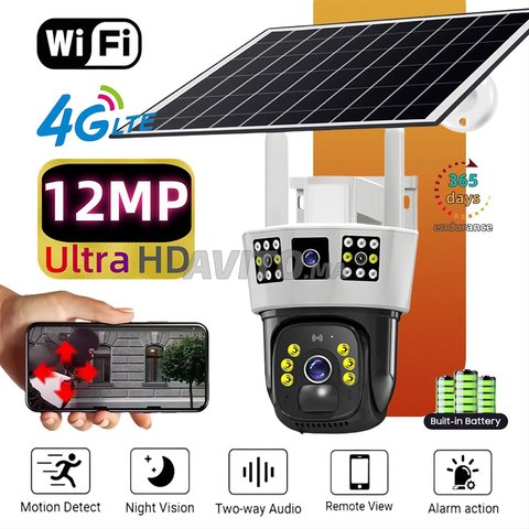 Caméra solaire 4G 3 Lens avec vision complète 12MP