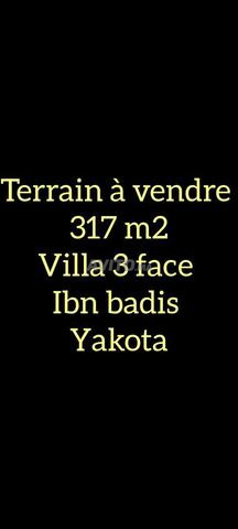 Terrain villa 316 m2 a yakota Ibn badis 3 face 