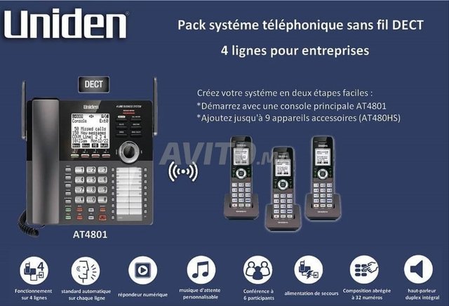 PACK SYSTEME STANDARD TELEPHONIQUE UNIDEN SANS FIL