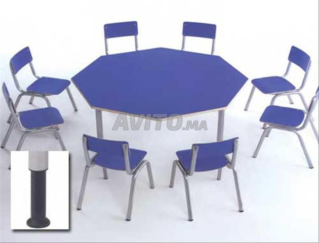 Table scolaire ronde en bleu