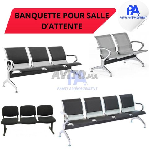 Chaises d'attente piétement chromé 