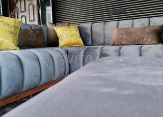 canapé d'angle en velours gris