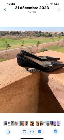 Chaussures (37) cuir tressé femme petits talons