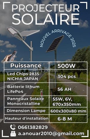 projecteur solaire 500 w multifonction 