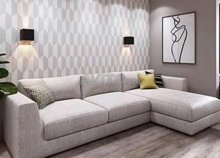 canapé d'angle gris clair