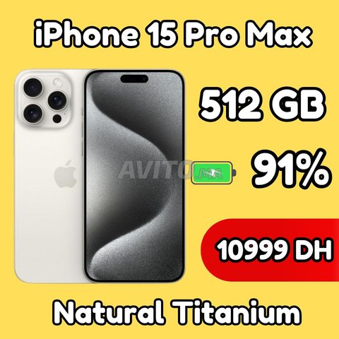 iPhone 15 Pro Max 512 GB Titanium Batterie 91