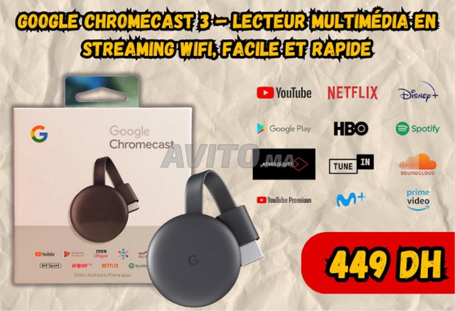 Google Chromecast 3 Streaming WiFi Facile 