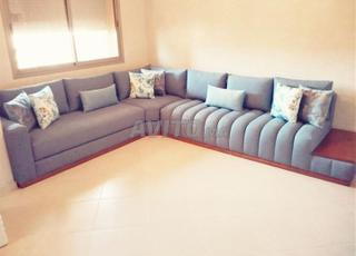 canapé d'angle bleu clair