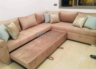 canapé d'angle en tissu beige